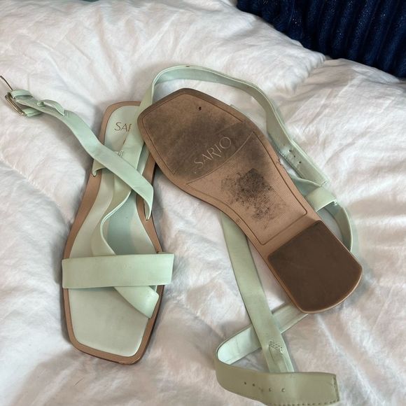 Franco Sarto | Cool Mint Nappa Ema 2 Strappy Leather Sandal EUC Size 9 - Picture 10 of 10